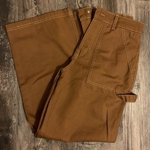 brown bootlegged pants